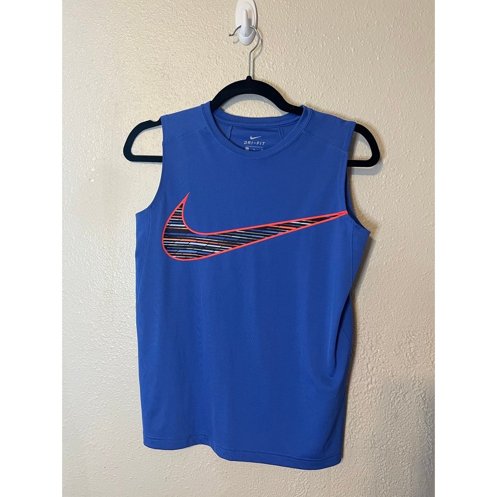 Nike blue check drifit Tank Top size M